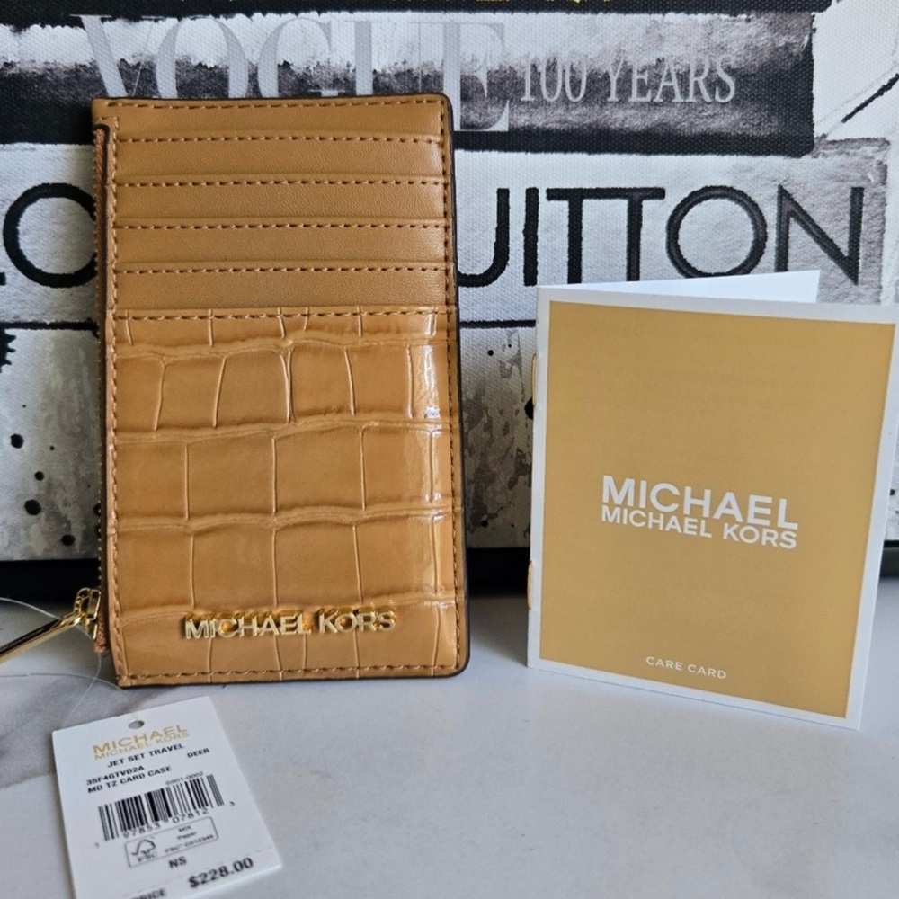 Michael Kors Croc Embossed Card Holder NWT